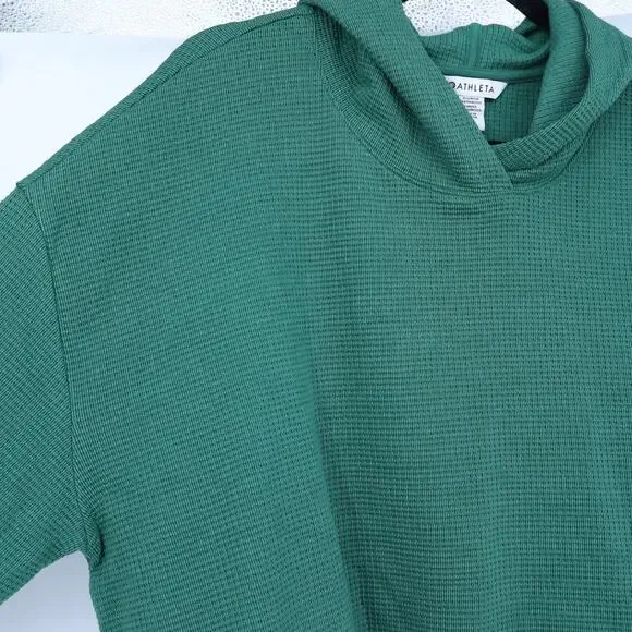 ATHLETA Coaster Knit Waffle Hoodie Trillium Green Oversized Boxy Fit Women's L - Picture 4 of 10